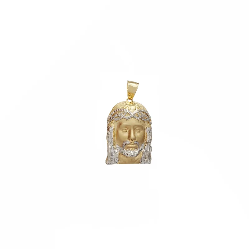 luxury emerald ring platinum Two Tone Jesus Head Mesh-Back Pendant (14K)
