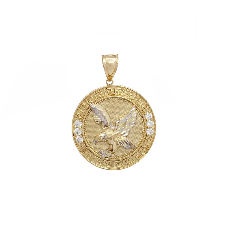 infinity necklace with birthstones Two Tone Medallion Eagle Pendant (10K)