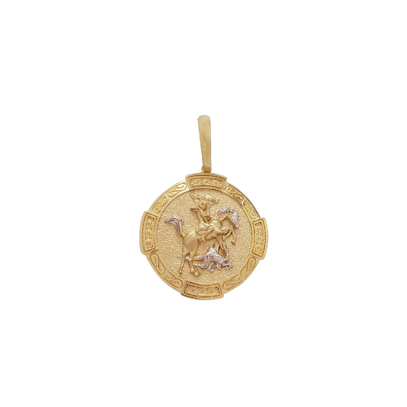 customized infinity bracelet Two Tone Saint George Medallion Pendant (14K)