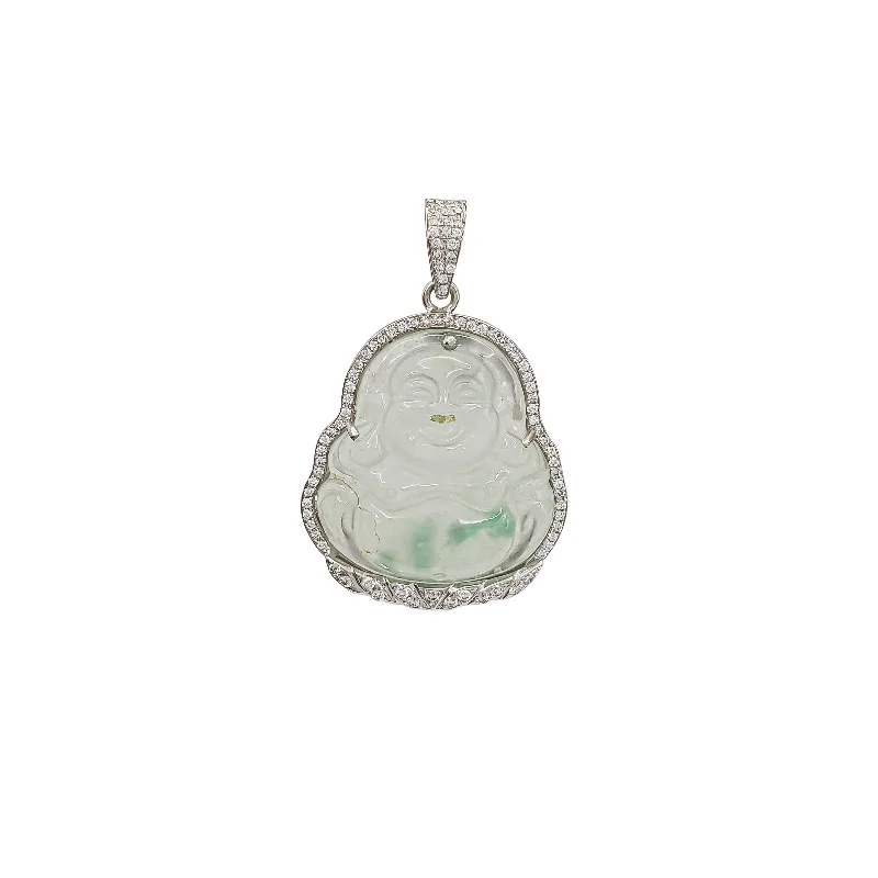 minimalist disc pendant necklace VS Diamond Jade Laughing Buddha Pendant (14K)