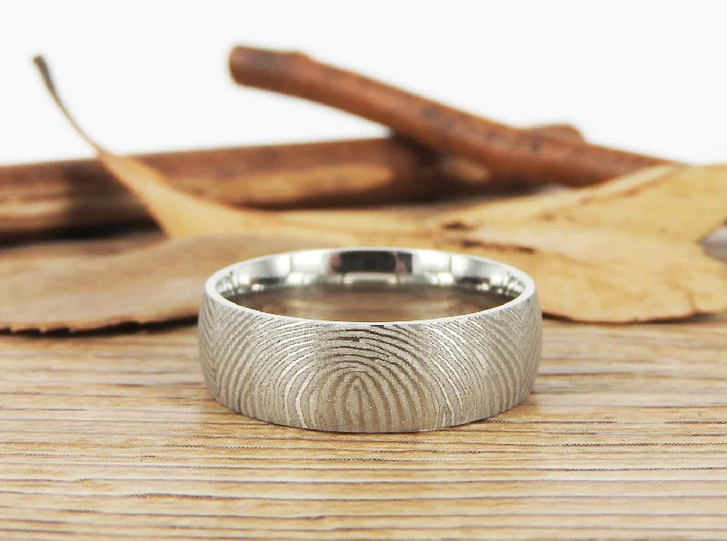 personalized couple rings Your Actual Finger Print Rings, Family Fingerprints, Friendship Rings, Men Ring, WEDDING RING - Sliver Titanium Rings 7mm personalized couple rings Your Actual Finger Print Rings, Family Fingerprints, Friendship Rings, Men Ring, WEDDING RING - Sliver Titanium Rings 7mm