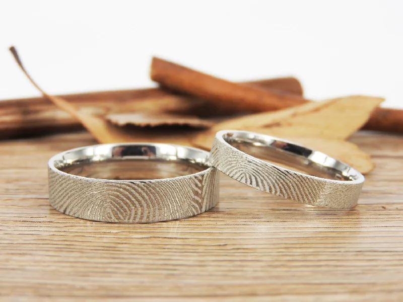 minimalist gemstone stud earrings Your Actual Finger Print Rings, Family Fingerprints, Matching FingerPrint Ring,His and Her Promise Rings Wedding Titanium Rings Set