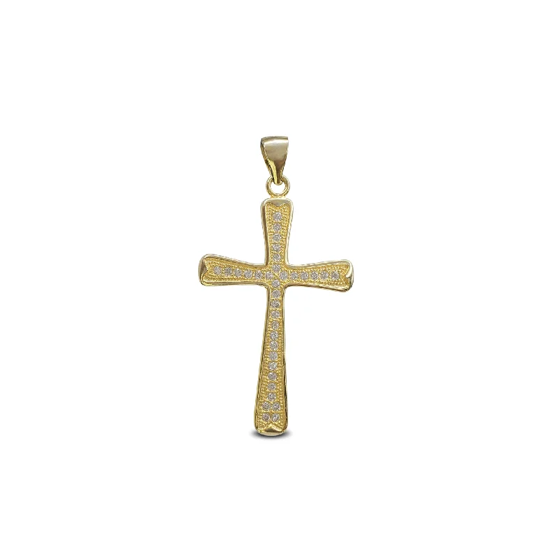 handmade resin flower earrings Zirconia Cross Pendant (Silver)