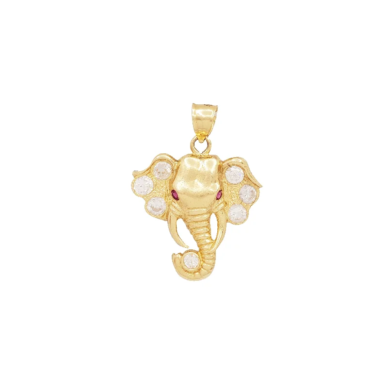 custom silver charm bracelet Zirconia Elephant Head Pendant (14K)