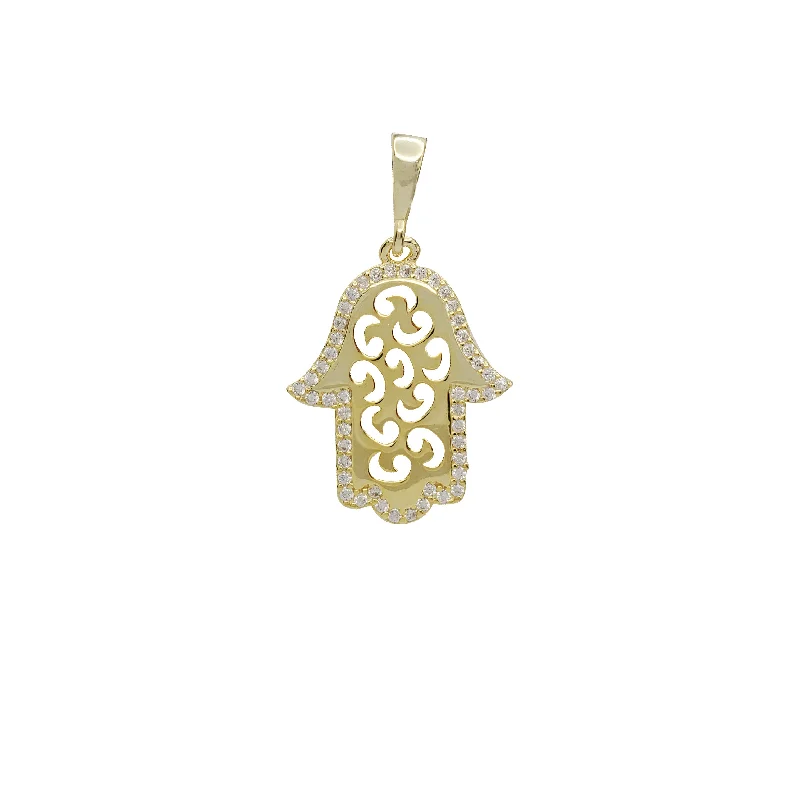real opal engagement ring Zirconia Fancy Hamsa Pendant (Silver)