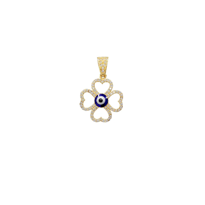 pearl and silver bracelet Zirconia Four Clever Evil Eye Pendant (14K)