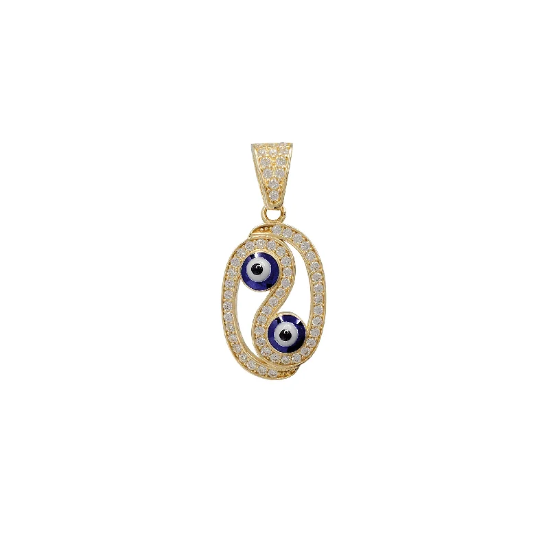 dainty rose gold chain bracelet Zirconia Oval Outlined Evil Eye Pendant (14K)